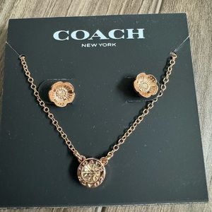 Coach necklace and earrings! NEVER worn!